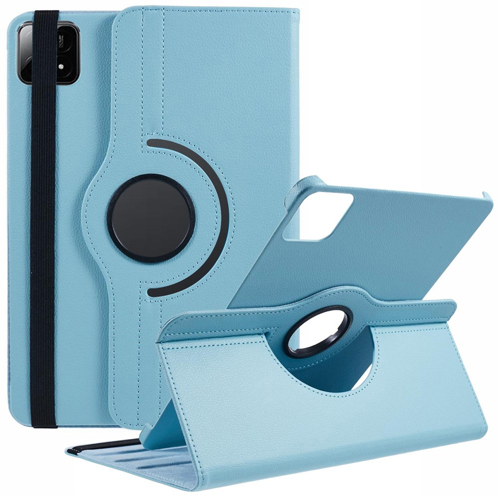 For Xiaomi Pad 6S Pro 12.4 Case Rotating Stand PU Leather+PC Tablet Cover with Elastic Band