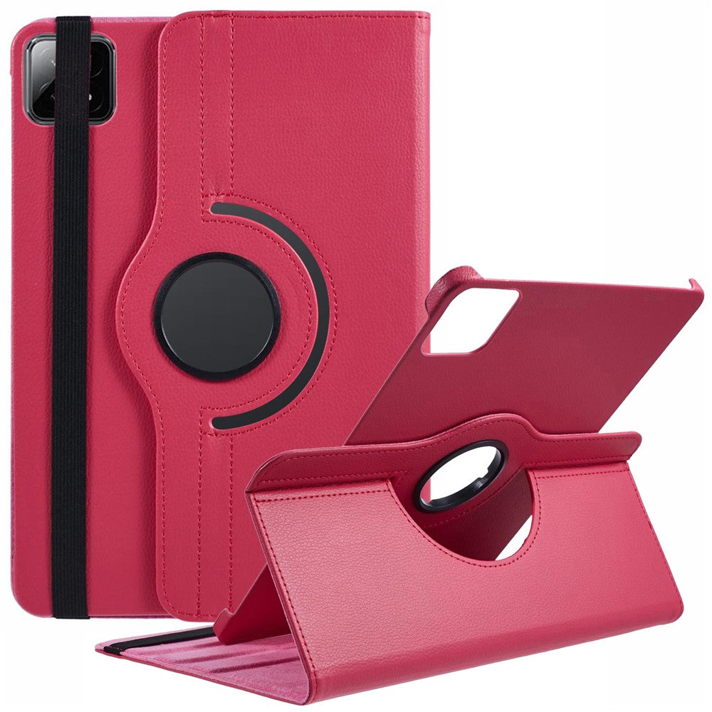 For Xiaomi Pad 6S Pro 12.4 Case Rotating Stand PU Leather+PC Tablet Cover with Elastic Band