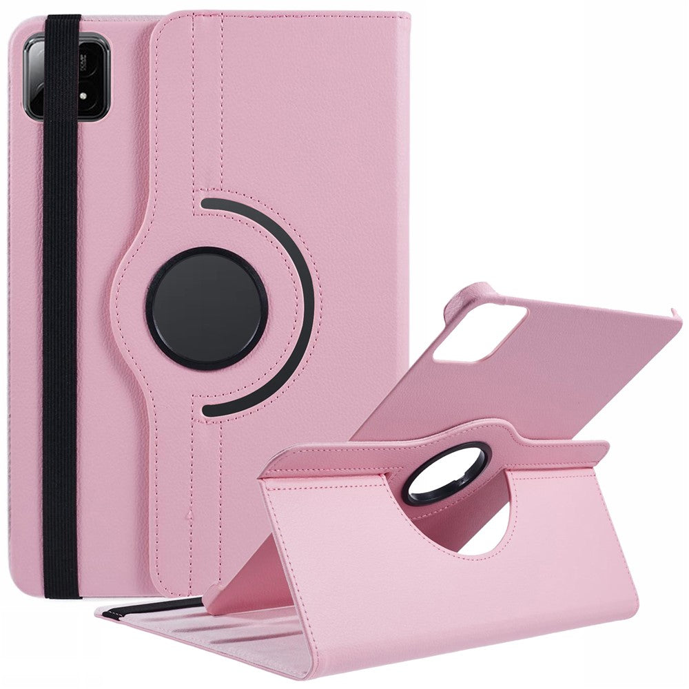 For Xiaomi Pad 6S Pro 12.4 Case Rotating Stand PU Leather+PC Tablet Cover with Elastic Band