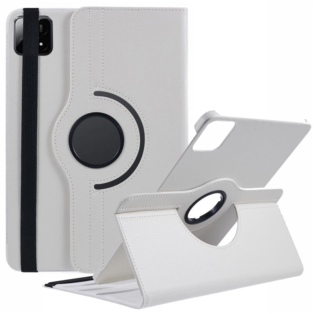 For Xiaomi Pad 6S Pro 12.4 Case Rotating Stand PU Leather+PC Tablet Cover with Elastic Band