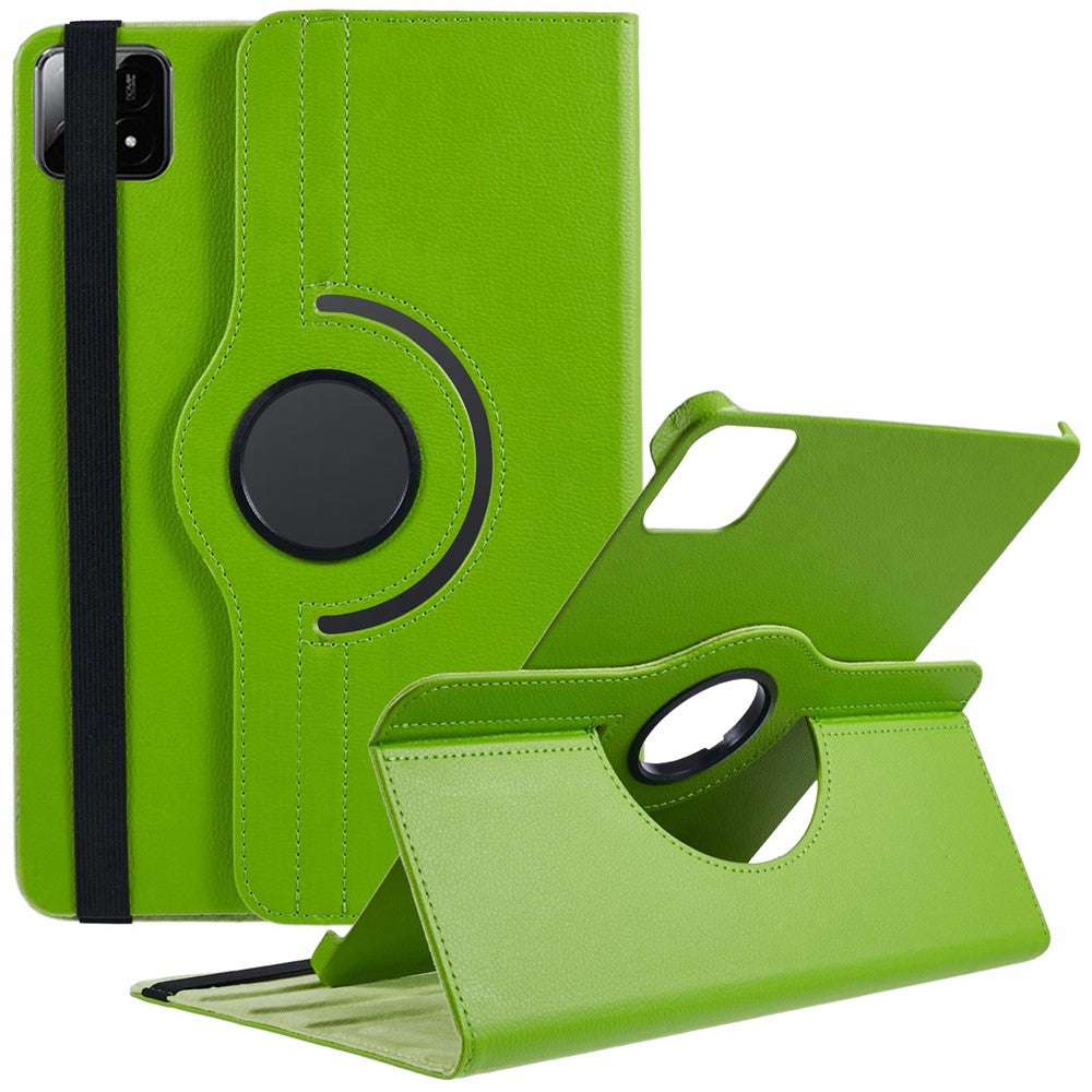 For Xiaomi Pad 6S Pro 12.4 Case Rotating Stand PU Leather+PC Tablet Cover with Elastic Band