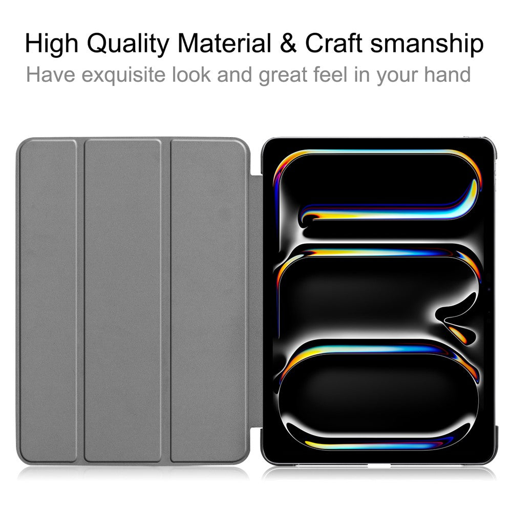 For iPad Pro 13 (2025) / 13 (2024) Case Auto Wake / Sleep Tri-Fold Stand Leather Tablet Cover