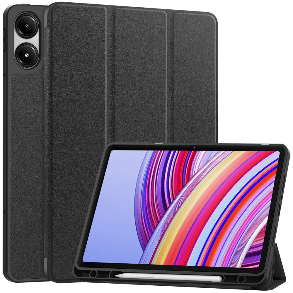 Tablet Case for Xiaomi Redmi Pad Pro / Redmi Pad Pro 5G / Poco Pad 4G Tri-Fold Stand Leather Cover with Pen Slot