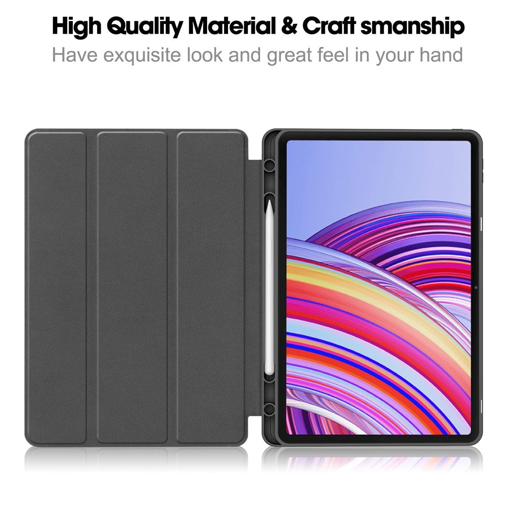 Tablet Case for Xiaomi Redmi Pad Pro / Redmi Pad Pro 5G / Poco Pad 4G Tri-Fold Stand Leather Cover with Pen Slot