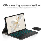 For Samsung Galaxy Tab S10 Ultra / S9 Ultra / S8 Ultra Backlight Touchpad Bluetooth-Compatible Keyboard with Pen Slot Leather Tablet Case