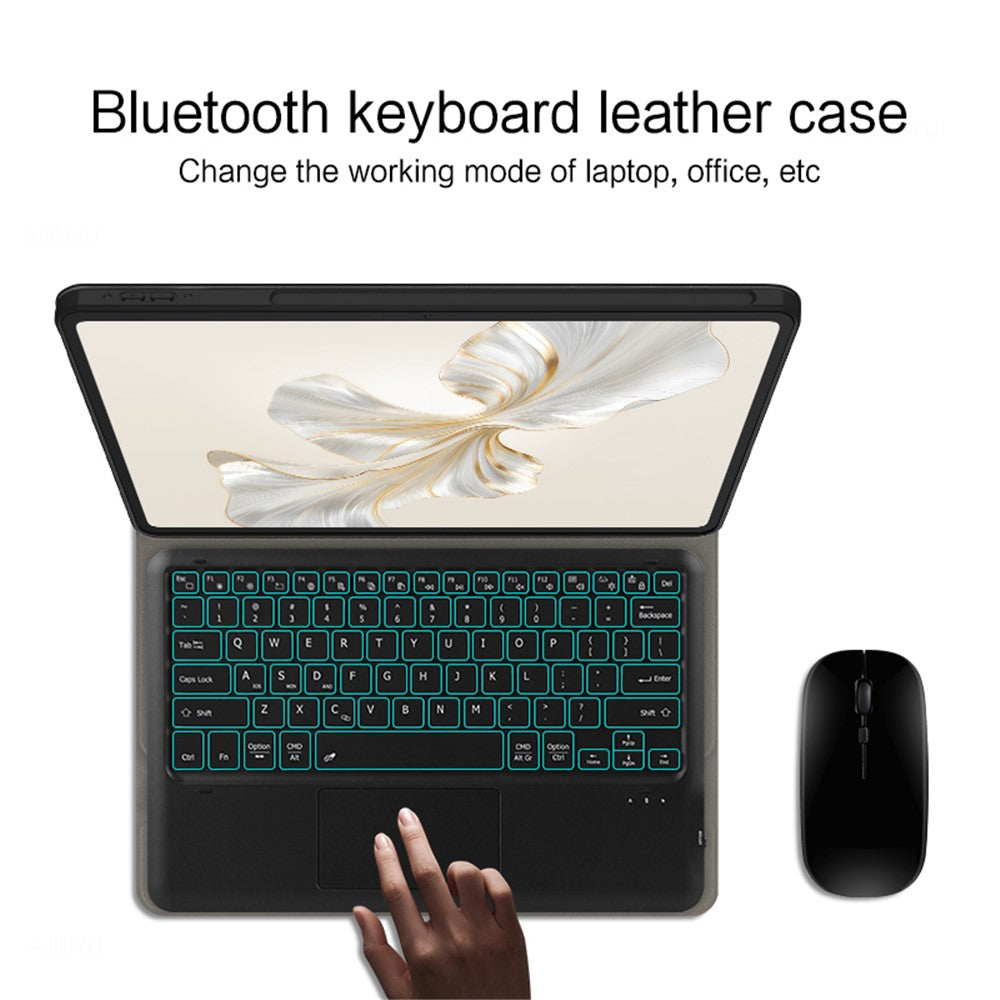 For Samsung Galaxy Tab S10 Ultra / S9 Ultra / S8 Ultra Backlight Touchpad Bluetooth-Compatible Keyboard with Pen Slot Leather Tablet Case