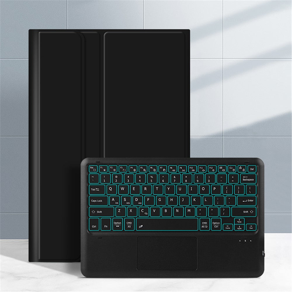For Samsung Galaxy Tab S10 Ultra / S9 Ultra / S8 Ultra Backlight Touchpad Bluetooth-Compatible Keyboard with Pen Slot Leather Tablet Case