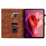 Läderfodral till Lenovo Tab P12, Lily Flower, med stativ och korthållare.