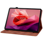 Läderfodral till Lenovo Tab P12, Lily Flower, med stativ och korthållare.