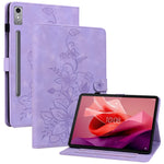 Läderfodral till Lenovo Tab P12, Lily Flower, med stativ och korthållare.