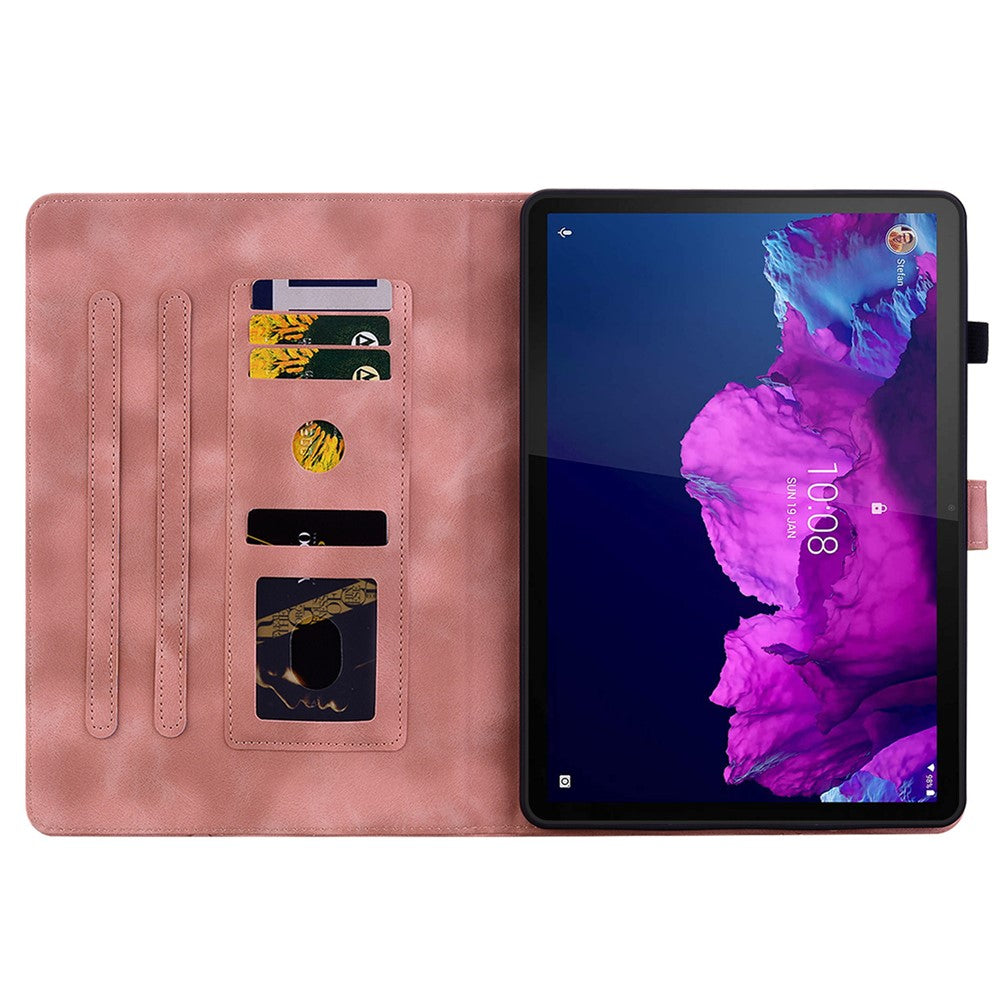 For Lenovo Tab P11 TB-J606F Leather Case Card Slots Lily Flower Pattern Tablet Cover
