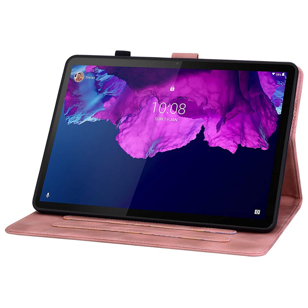For Lenovo Tab P11 TB-J606F Leather Case Card Slots Lily Flower Pattern Tablet Cover