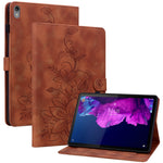 For Lenovo Tab P11 TB-J606F Leather Case Card Slots Lily Flower Pattern Tablet Cover