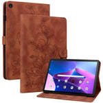 For Lenovo Tab M10 Plus (3rd Gen) Case Lily Flower Design PU Leather Folio Stand Cover