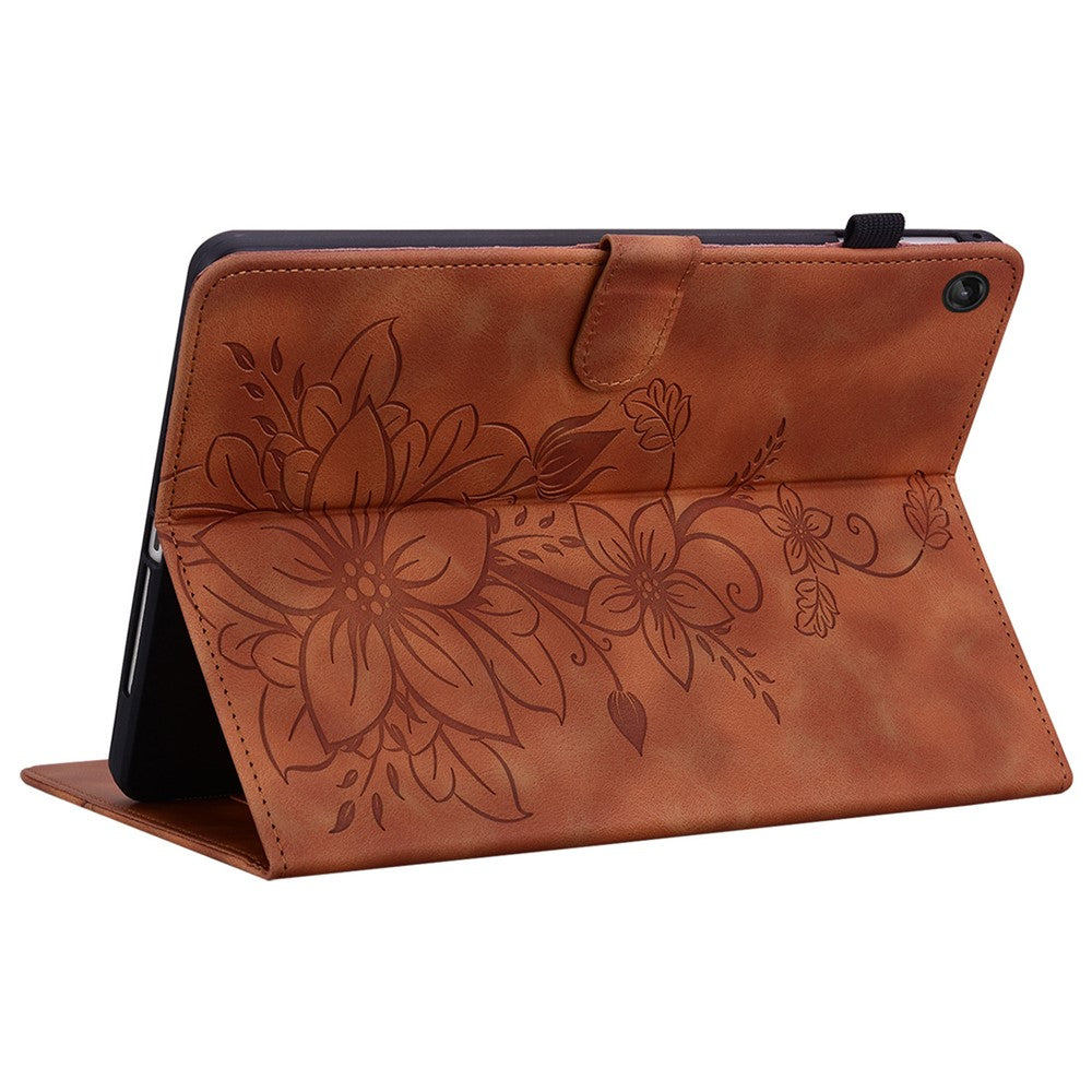 For Lenovo Tab M10 Plus (3rd Gen) Case Lily Flower Design PU Leather Folio Stand Cover