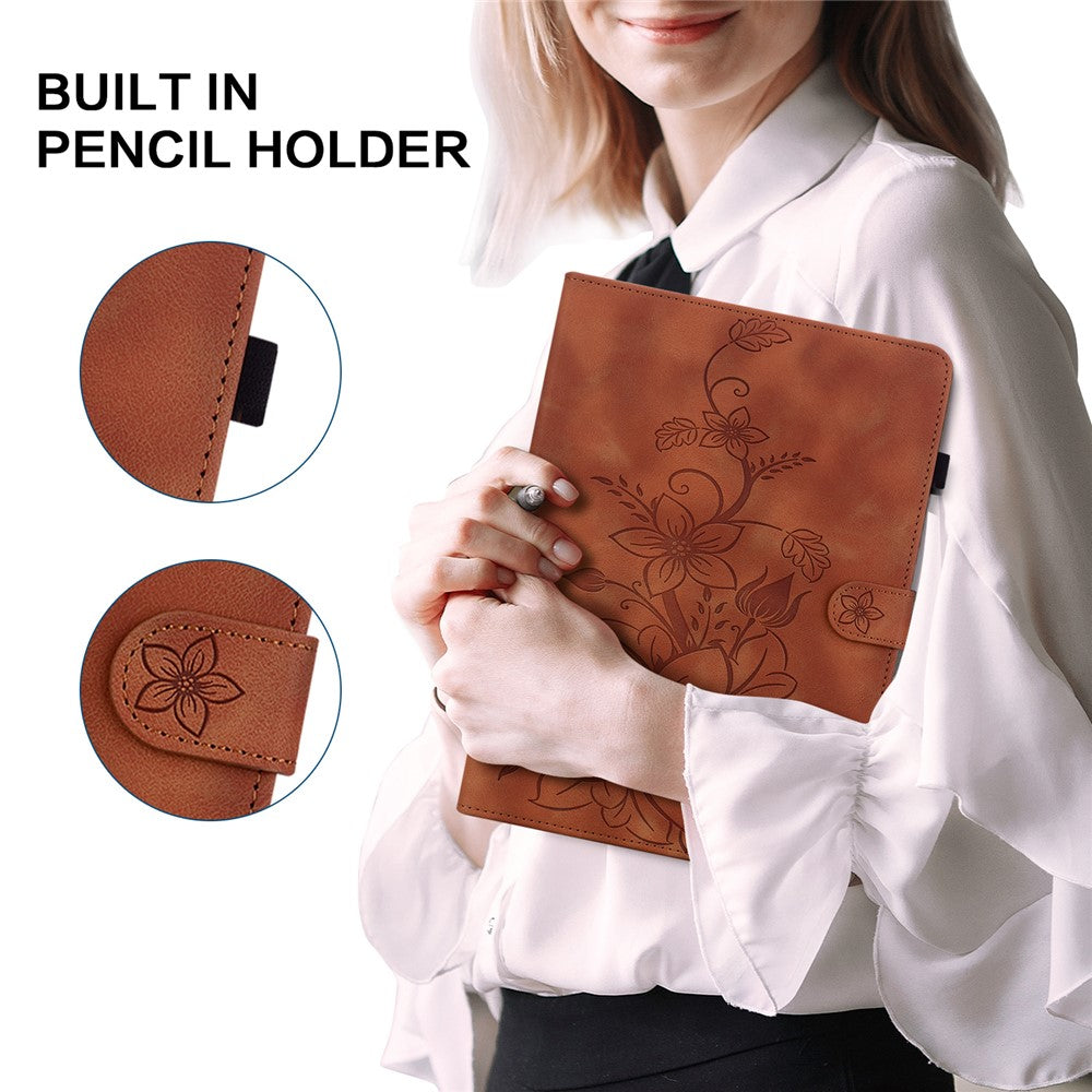 For Lenovo Tab M10 Plus (3rd Gen) Case Lily Flower Design PU Leather Folio Stand Cover