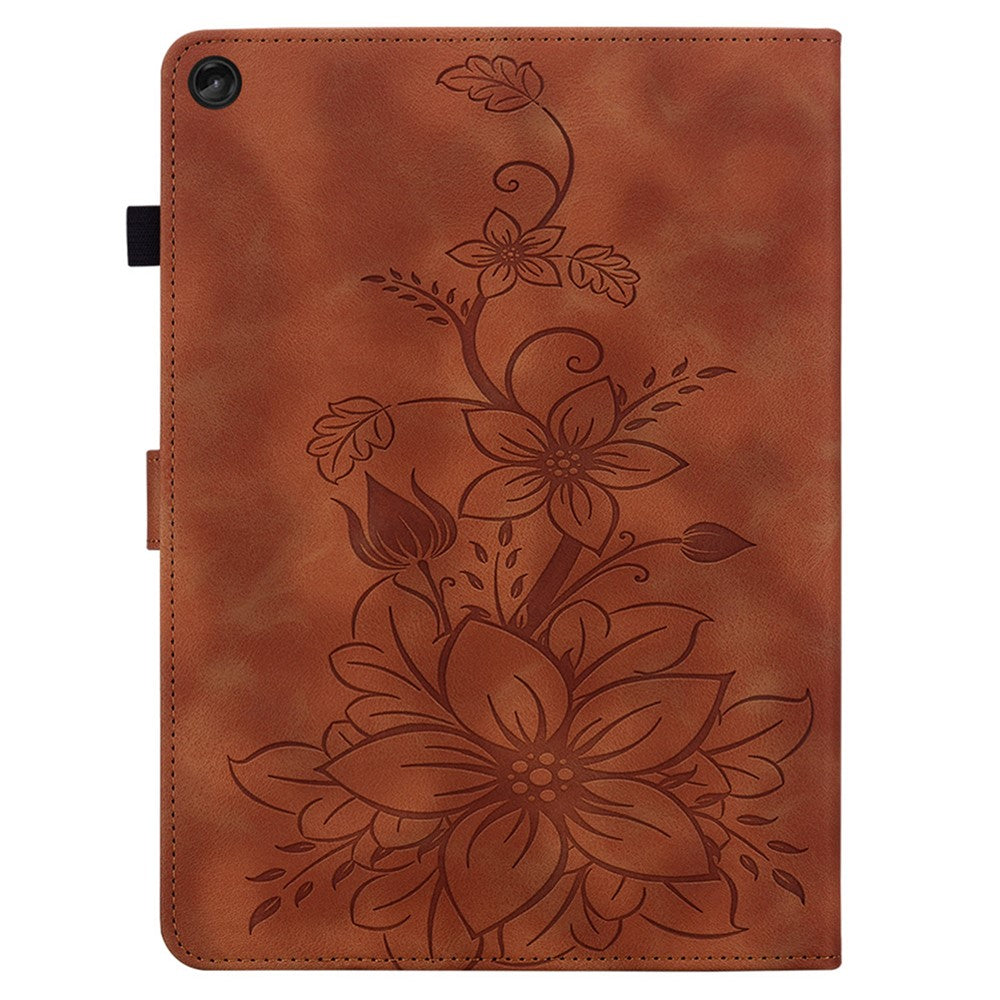 For Lenovo Tab M10 Plus (3rd Gen) Case Lily Flower Design PU Leather Folio Stand Cover