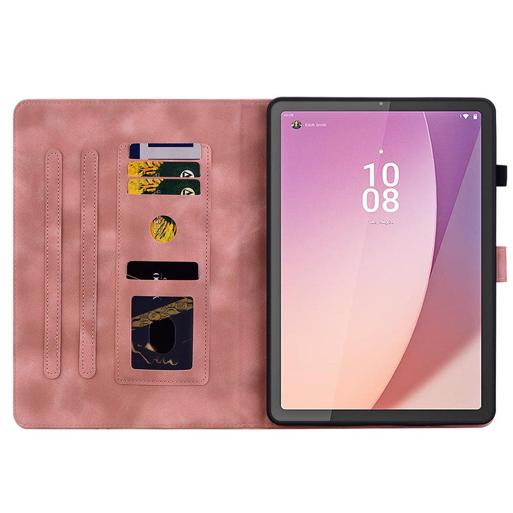 Lenovo Tab M9 TB-310FU Fodral Präglat Lilja Blomma PU Läder Kortplatser Surfplatta Fodral