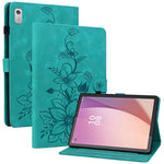 Lenovo Tab M9 TB-310FU Fodral Präglat Lilja Blomma PU Läder Kortplatser Surfplatta Fodral