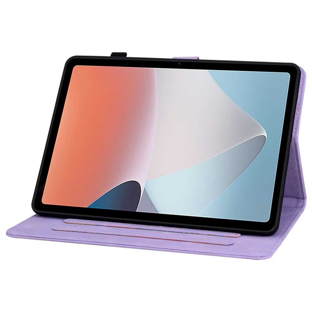 For Oppo Pad Air Tablet Case Lily Flower Imprinted PU Leather Cover with Card Slots