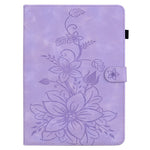 For Oppo Pad Air Tablet Case Lily Flower Imprinted PU Leather Cover with Card Slots