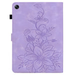 For Oppo Pad Air Tablet Case Lily Flower Imprinted PU Leather Cover with Card Slots