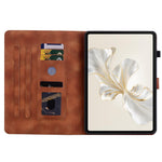 For Honor Pad 9 Case with Card Slots Lily Flower Imprint Leather Stand Tablet Cover
