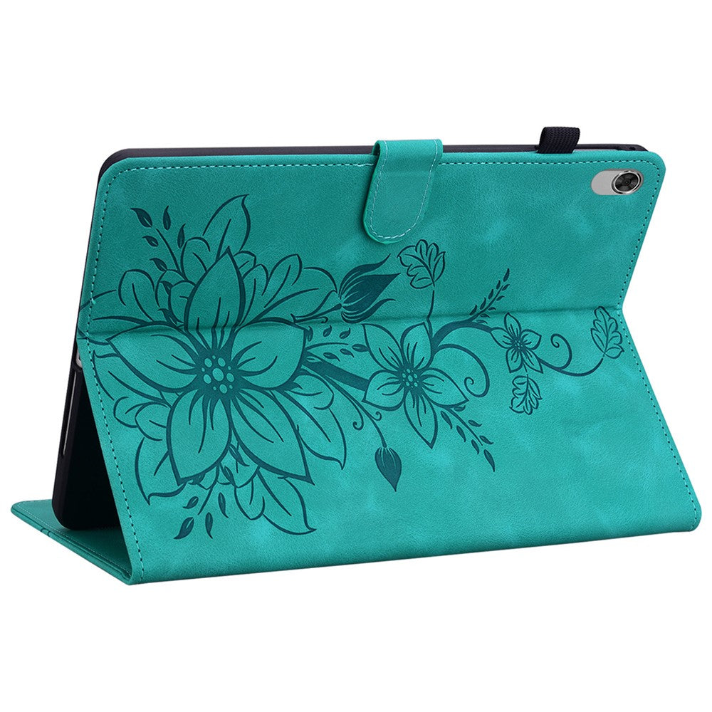 For Lenovo Tab M10 Plus TB-X606F / TB-X606X Case PU Leather Lily Flower Pattern Stand Tablet Cover