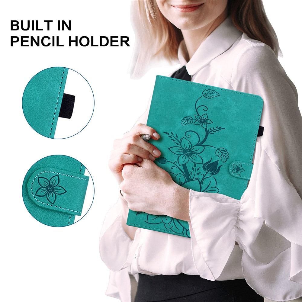 For Lenovo Tab M10 Plus TB-X606F / TB-X606X Case PU Leather Lily Flower Pattern Stand Tablet Cover