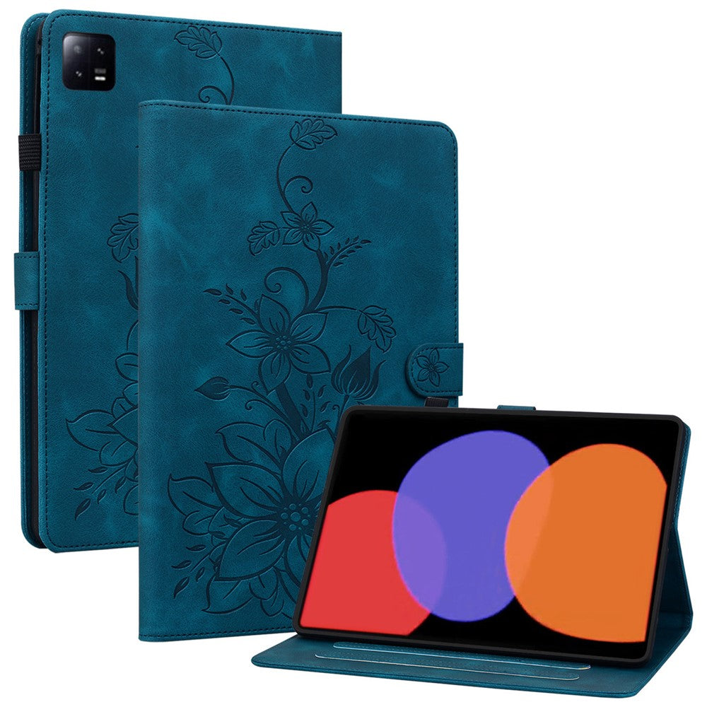 For Xiaomi Pad 6 / Pad 6 Pro Case Stand PU Leather Card Holder Tablet Cover Lily Flower Design