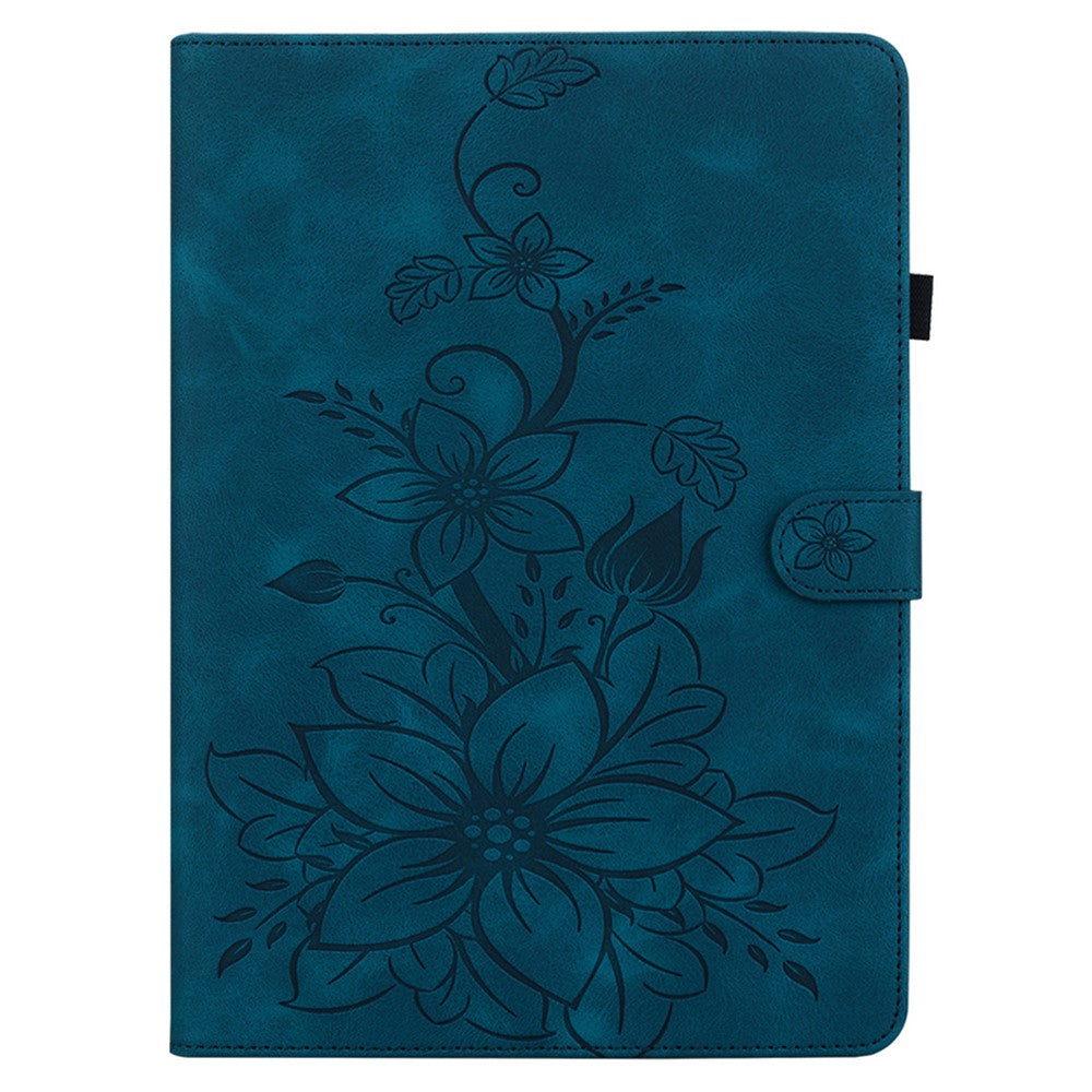 For Samsung Galaxy Tab S10 Lite / S10 FE / S9 FE Leather Case Lily Flower Pattern Stand Protective Tablet Cover