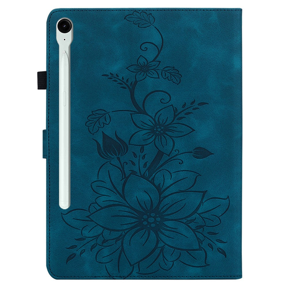 For Samsung Galaxy Tab S10 Lite / S10 FE / S9 FE Leather Case Lily Flower Pattern Stand Protective Tablet Cover