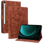 For Samsung Galaxy Tab S10 Lite / S10 FE / S9 FE Leather Case Lily Flower Pattern Stand Protective Tablet Cover