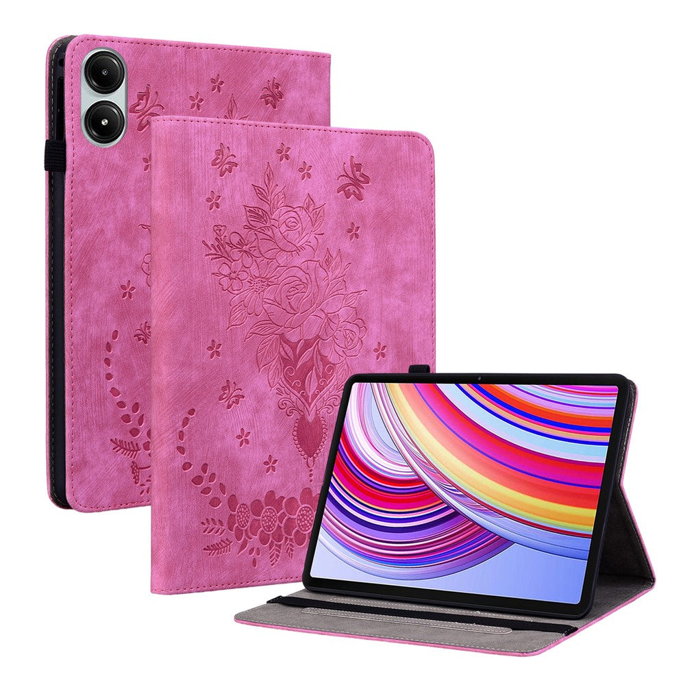 For Xiaomi Redmi Pad Pro / Redmi Pad Pro 5G / Poco Pad Case Rose Flower Leather Protective Cover with Card Holder
