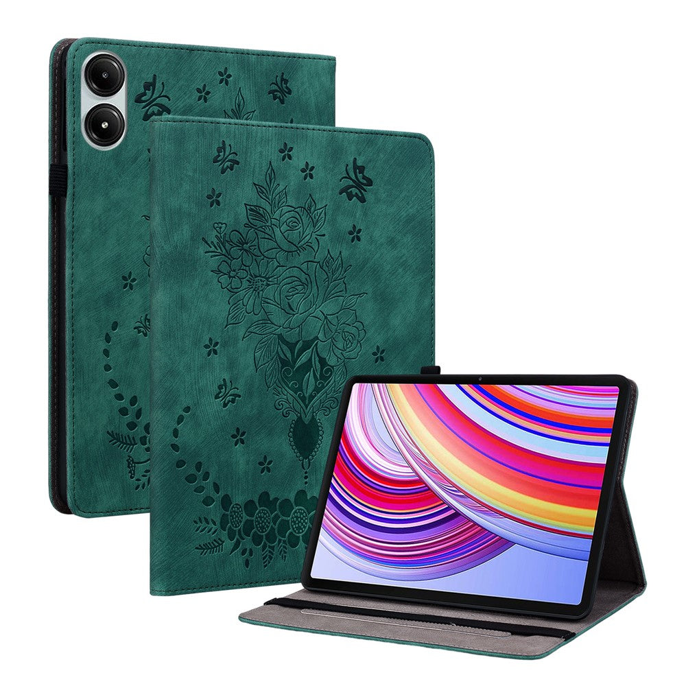 For Xiaomi Redmi Pad Pro / Redmi Pad Pro 5G / Poco Pad Case Rose Flower Leather Protective Cover with Card Holder