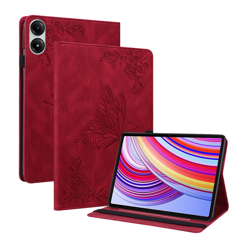 For Xiaomi Redmi Pad Pro / Redmi Pad Pro 5G / Poco Pad Protective Cover PU Leather Butterfly Flower Stand Tablet Case