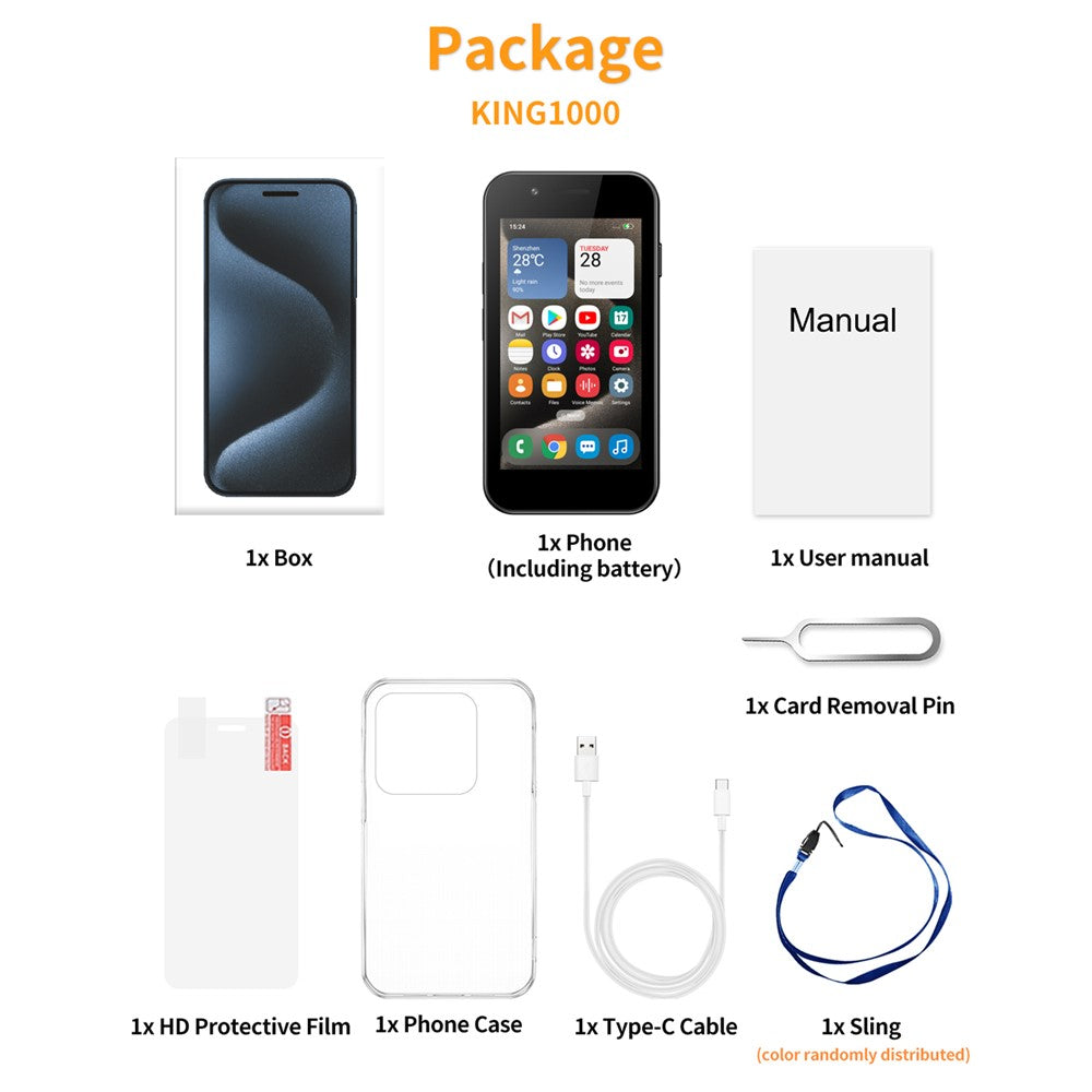SERVO KING1000 3.0-inch Smartphone 2+16GB Dual SIM 5MP Camera 3G Mini Cellphone