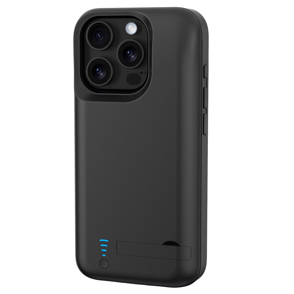 T76 For iPhone 16 Pro Max 6000mAh Extended Battery Phone Kickstand Back Cover Charging Case