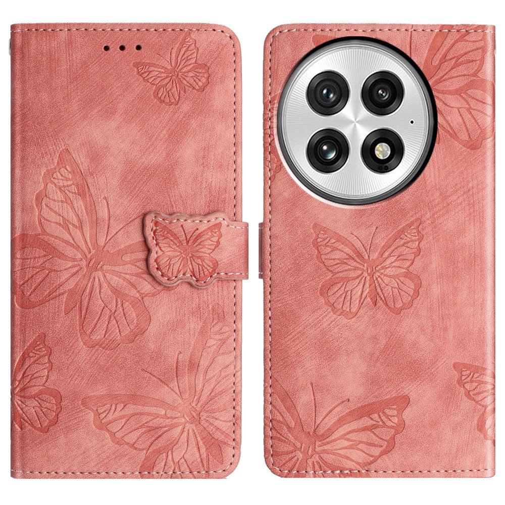 OnePlus 13-skal med fjärilsdesign, fällbart läderfodral med beröringsskydd