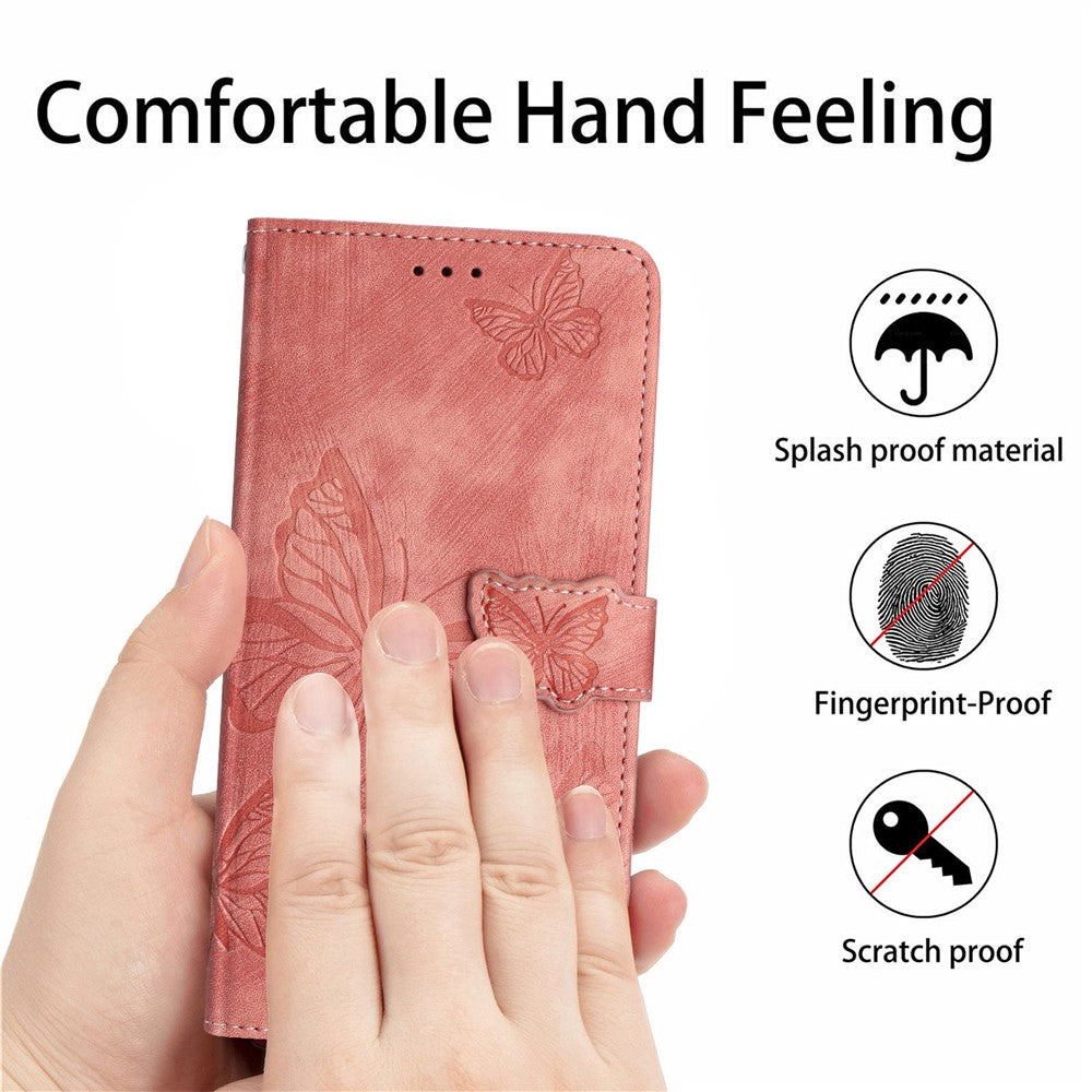 OnePlus 13-skal med fjärilsdesign, fällbart läderfodral med beröringsskydd