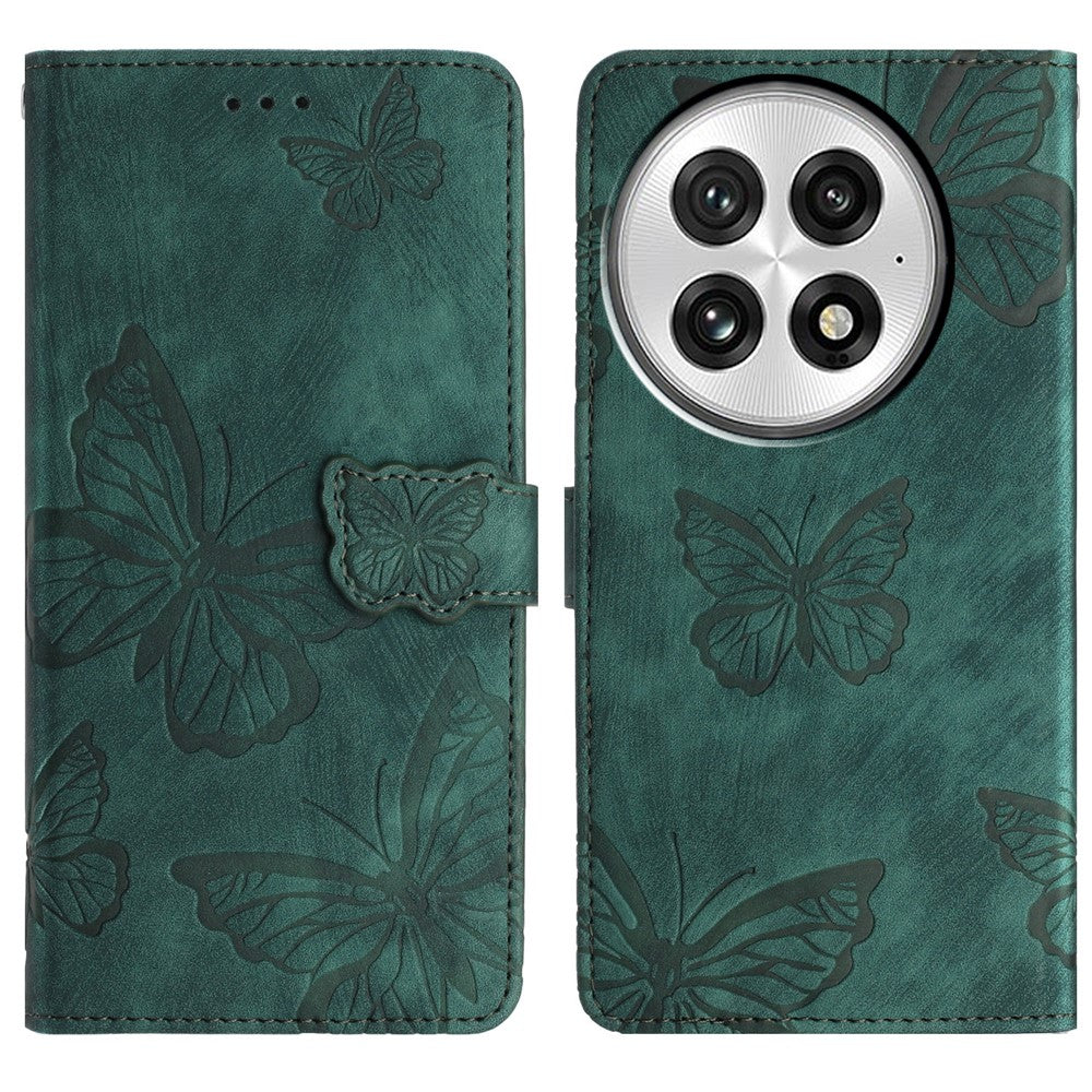 OnePlus 13-skal med fjärilsdesign, fällbart läderfodral med beröringsskydd