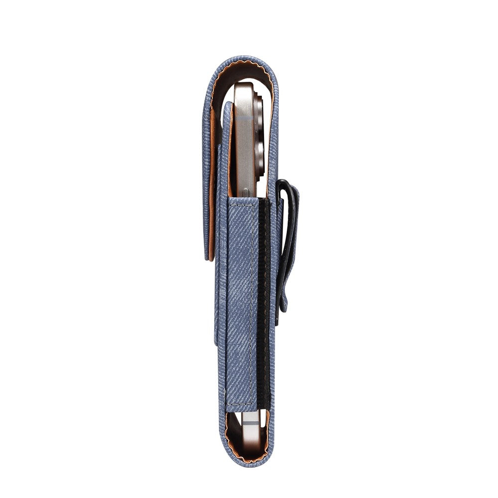 7.2 inch Phone Case Holster for Huawei Mate 40 Lite  /  Mate 20 X  /  Xiaomi Mi Max , Jeans Cloth Texture Belt Clip Leather Bag with Card Slot