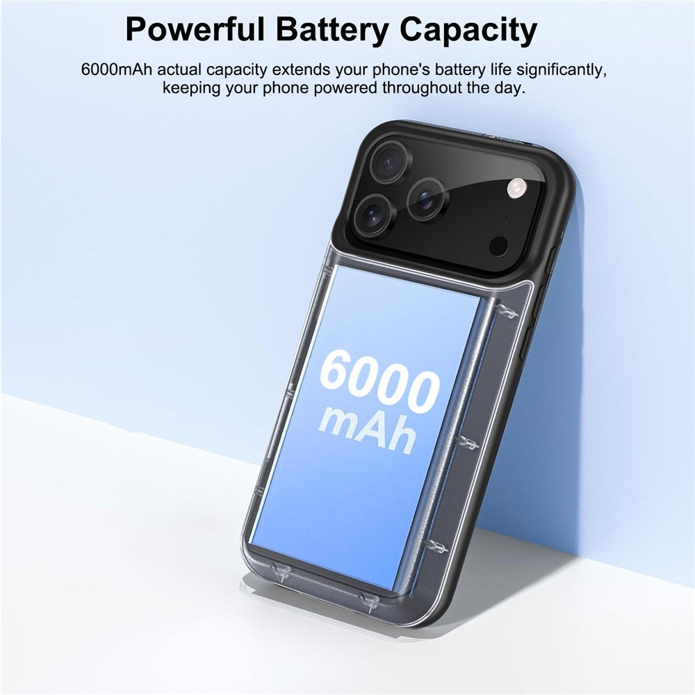 A29S För iPhone 17 Pro mobilladdare Batterifodral Mjuk Kant 6000mAh Powerbank Kompatibel med MagSafe