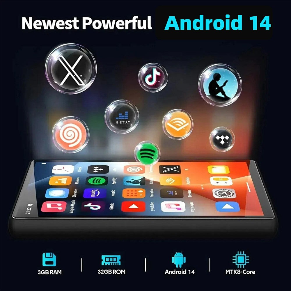 UNIWA MP004 3GB+32GB Mini Tablet 4.0 Inch IPS Screen Android 14 MP4 Player