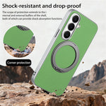 Til Samsung Galaxy A57 5G Magnetisk Etui Ring Kickstand Finstribet Tekstur Læder + PC + TPU Telefoncover