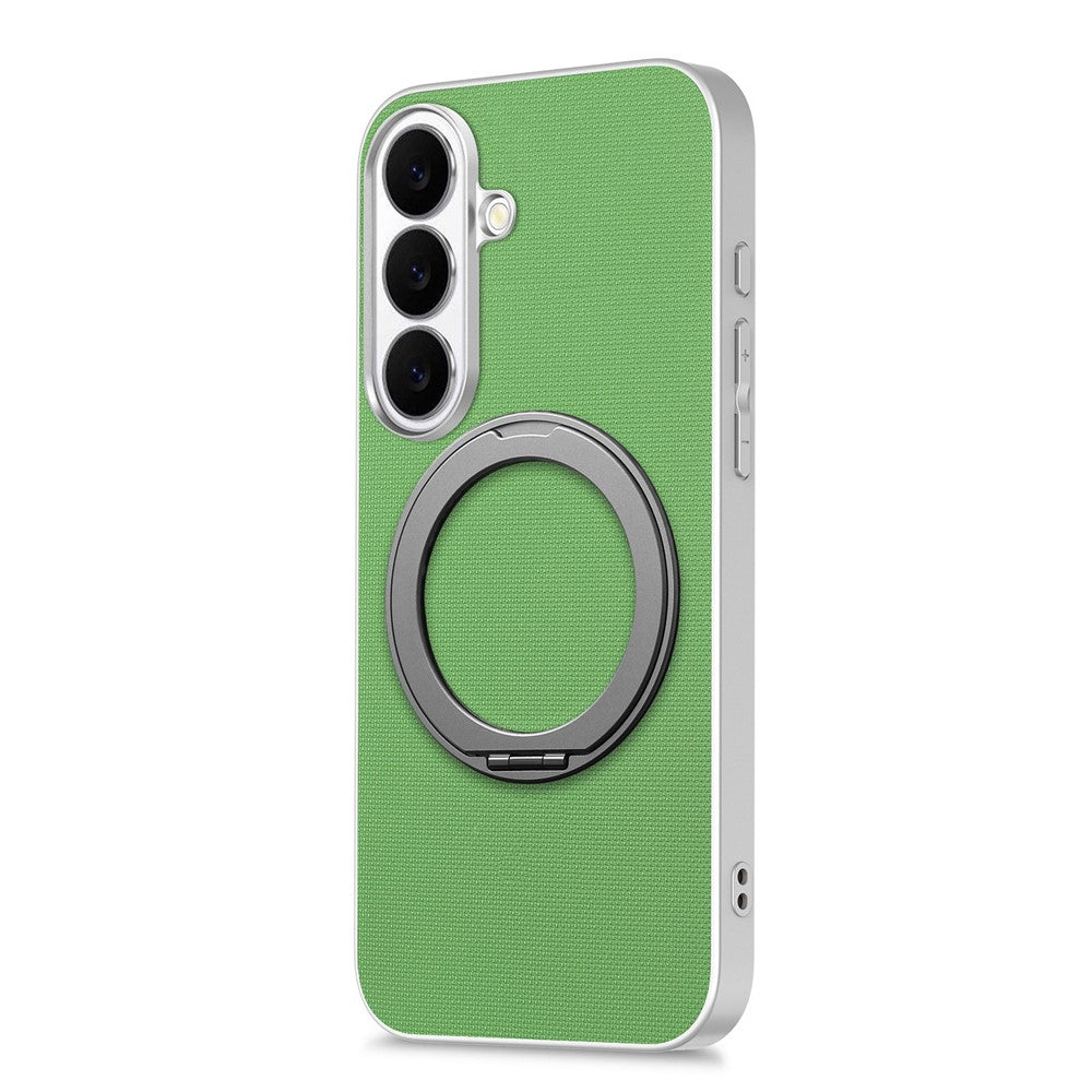 For Samsung Galaxy A55 5G Magnetic Case Ring Kickstand Fine Grid Texture Leather + PC + TPU Phone Cover