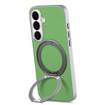 For Samsung Galaxy A55 5G Magnetic Case Ring Kickstand Fine Grid Texture Leather + PC + TPU Phone Cover