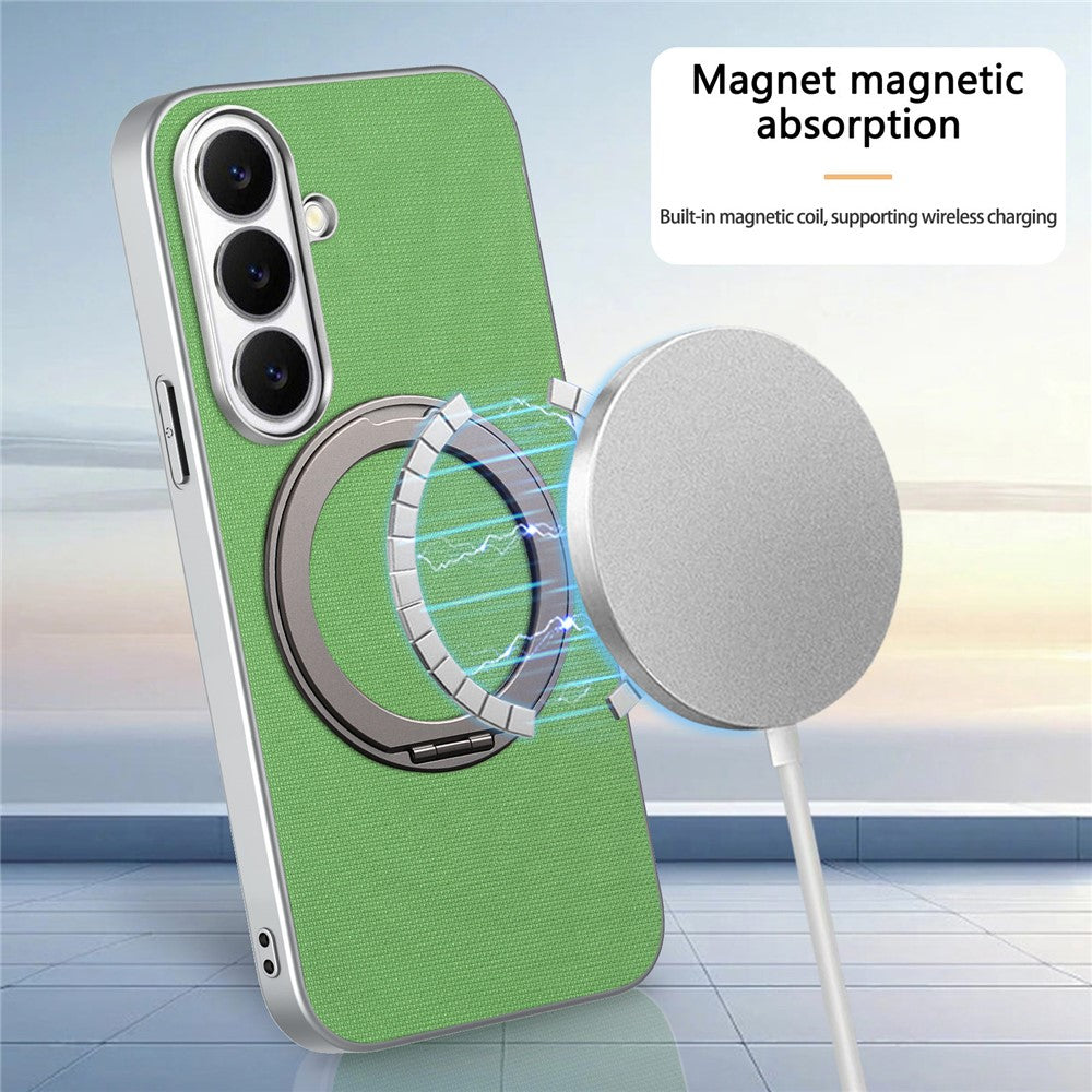 Til Samsung Galaxy A37 5G Magnetisk Etui Ring Støtteben Fint Gitter Tekstur Læder + PC + TPU Telefoncover