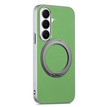 For Samsung Galaxy A35 5G Magnetic Case Ring Kickstand Fine Grid Texture Leather + PC + TPU Phone Cover