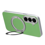 For Samsung Galaxy A35 5G Magnetic Case Ring Kickstand Fine Grid Texture Leather + PC + TPU Phone Cover